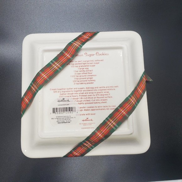 Hallmark Christmas Cookie Plate Snowman with Cookie Cutter & Recipe On Back NWTS - Picture 6 of 6